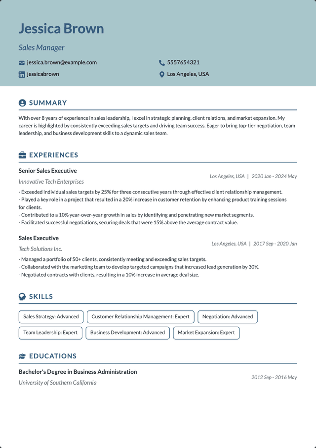 QuickCV - Resume template preview