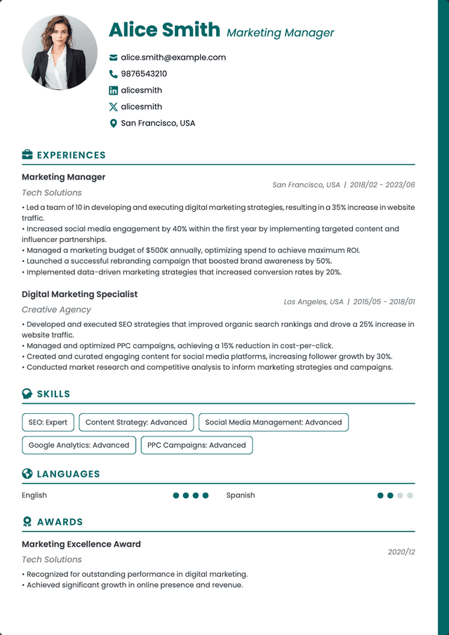 QuickCV - Resume template preview 11