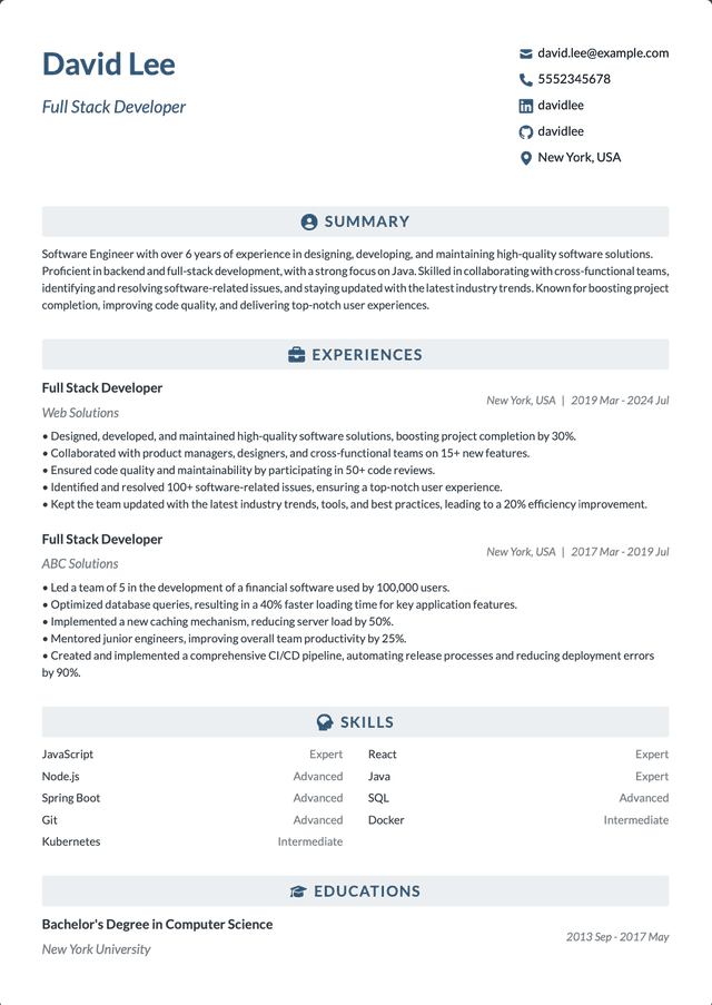 QuickCV - Resume template preview 16