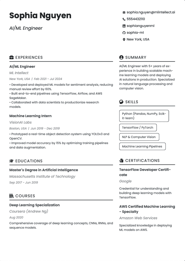QuickCV - Resume template preview 1