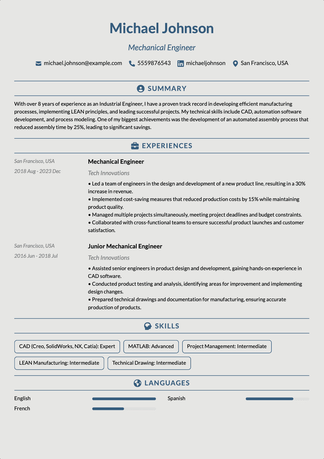 QuickCV - Resume template preview 1