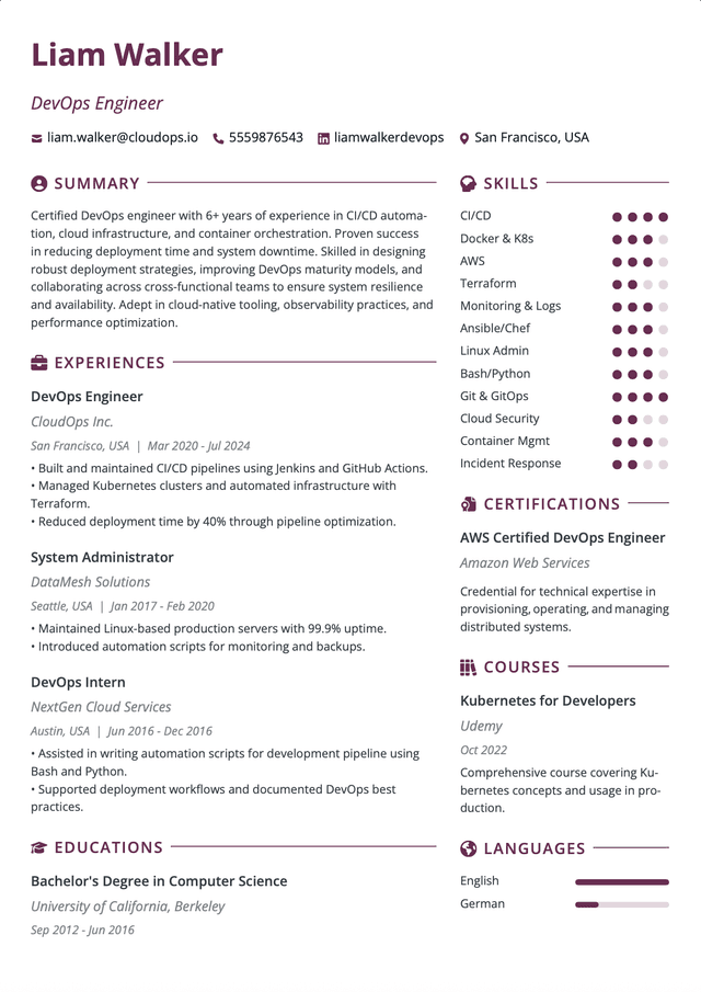 QuickCV - Resume template preview 3