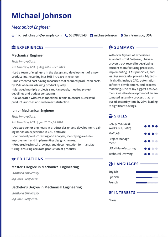 QuickCV - Resume template preview 7