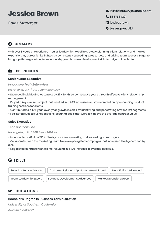 QuickCV - Resume template preview 2