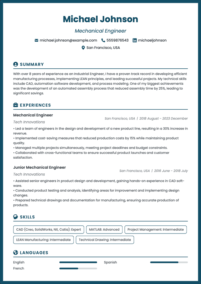 QuickCV - Resume template preview 4