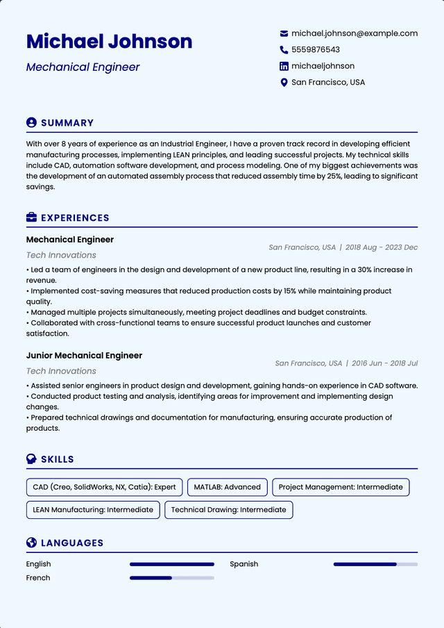 QuickCV - Resume template preview 7