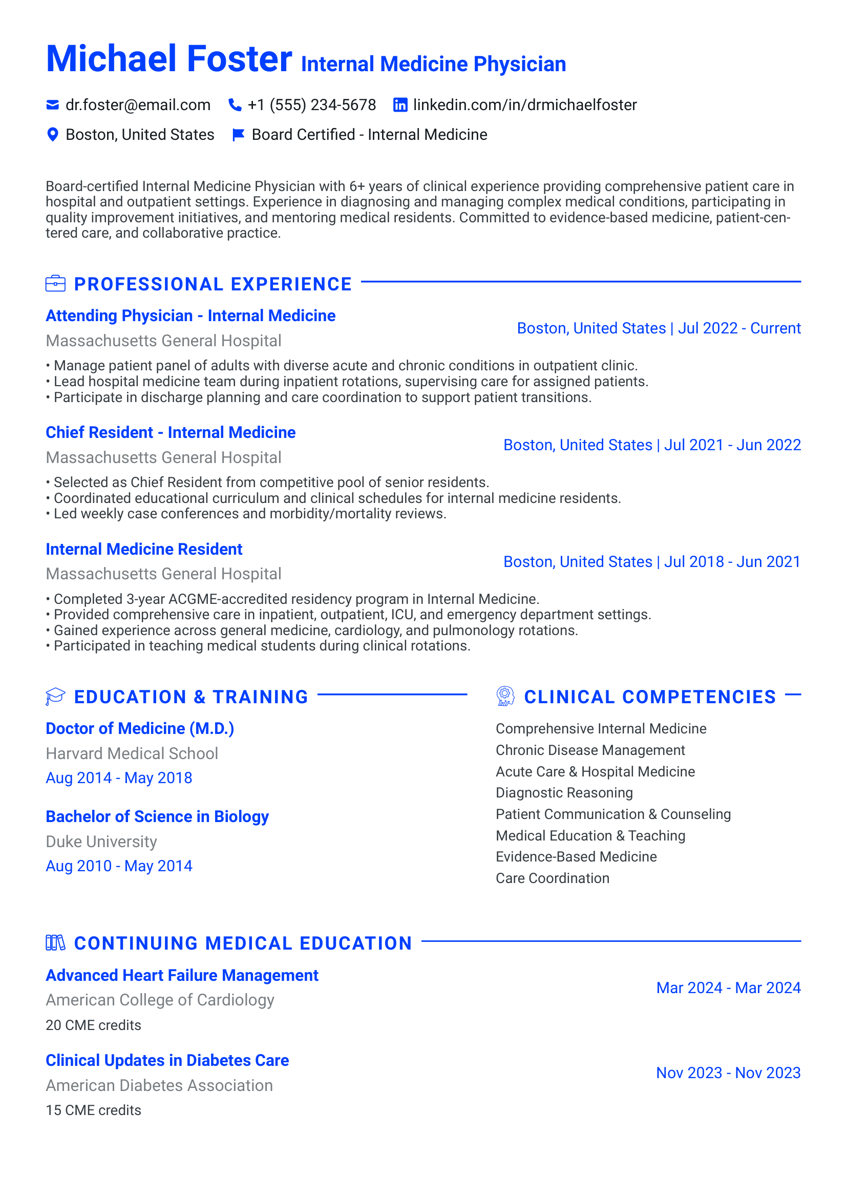 Click to edit Physician | Doctor resume template ATS-optimized Physician | Doctor resume template featuring physician, doctor, medical doctor skills with professional formatting and measurable achievements