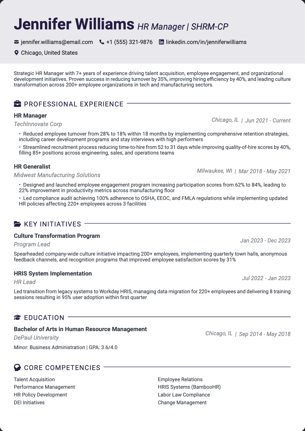 Click to edit HR Manager resume template ATS-optimized HR Manager resume template featuring HR manager, human resources manager, people operations manager skills with professional formatting and measurable achievements