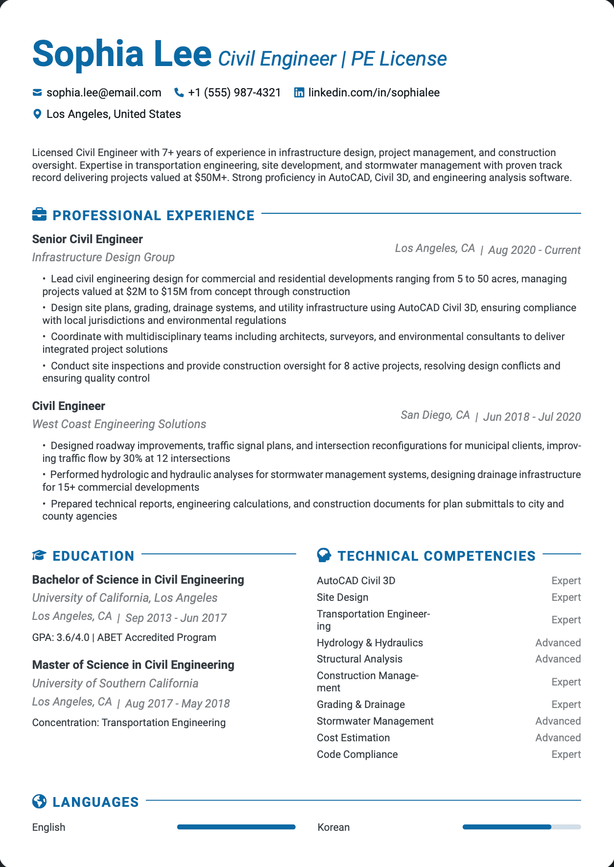 Civil Engineer | PE Licensed resume